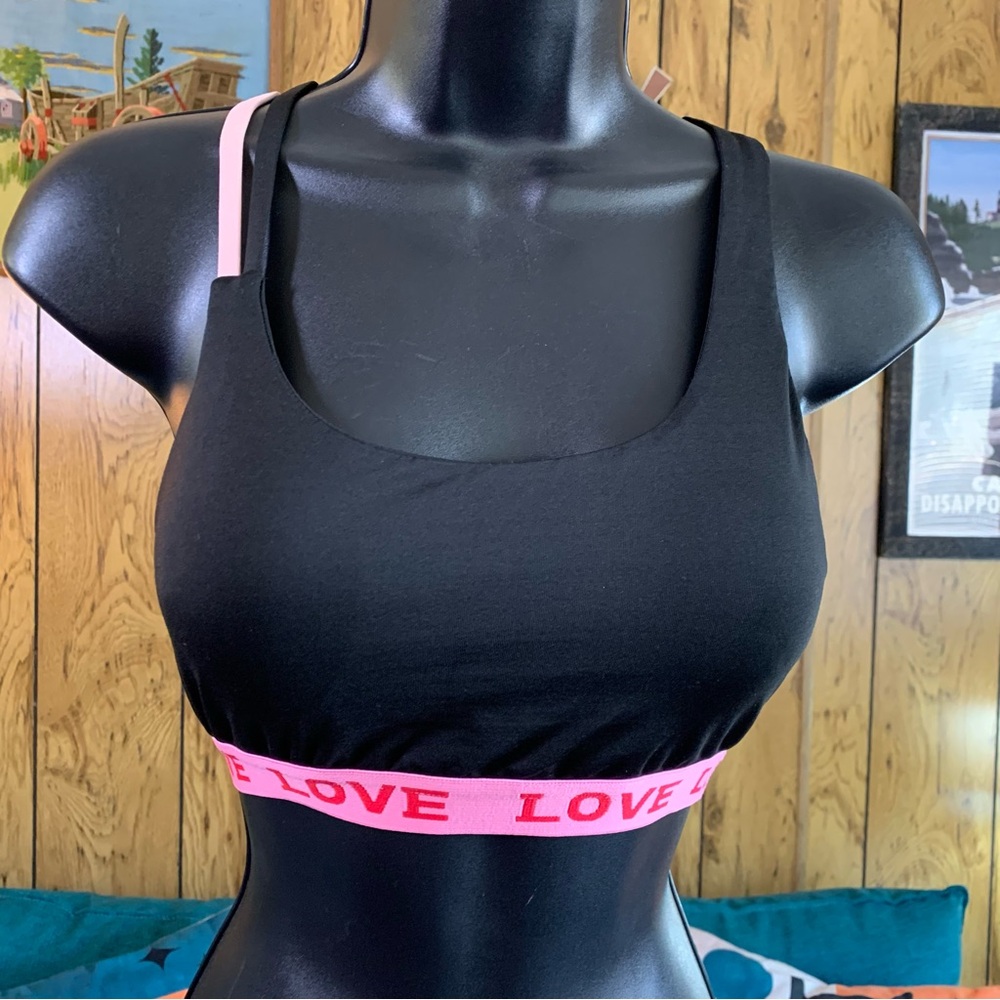 Black and Pink Love Bralette